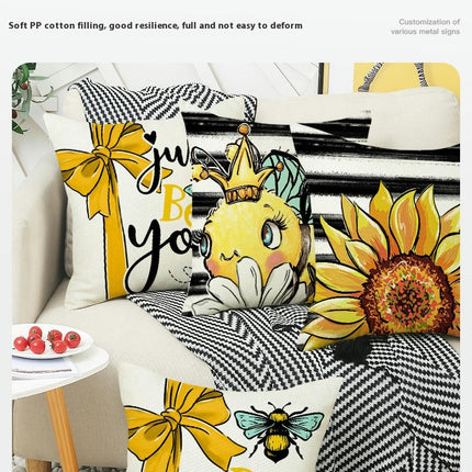 Sunflower Throw Pillow Covers Bee Pillow Covers Cushion Covers For Outdoor Sofa Home Decorations