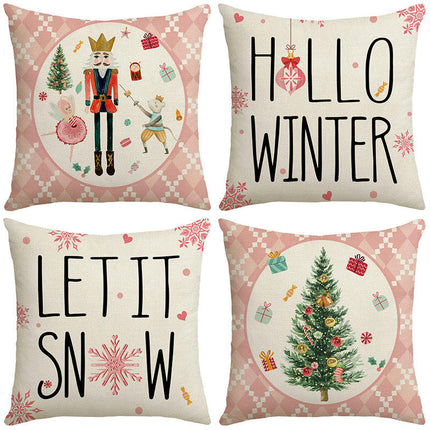 Christmas Decorative Throw Pillow Covers Holiday Square Cushion Covers Outdoor Sofa Home Pillow Cases