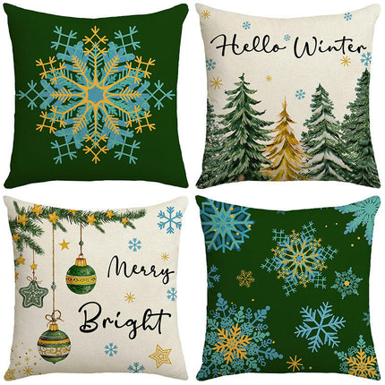 Christmas Snowflakes Decorative Throw Pillow Covers Holiday Cushion Covers Sofa Home Pillow Cases