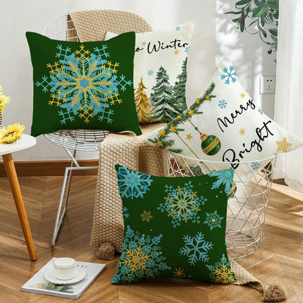 Christmas Snowflakes Decorative Throw Pillow Covers Holiday Cushion Covers Sofa Home Pillow Cases