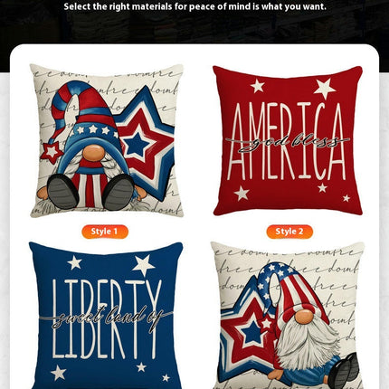 Linen Throw Pillow Covers American Independence Memorial Day Home Decor Pillowcase