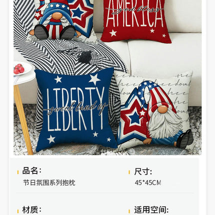 Linen Throw Pillow Covers American Independence Memorial Day Home Decor Pillowcase