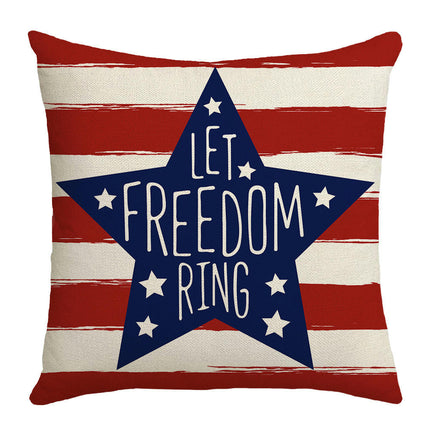 Linen Throw Pillow Covers American Independence Memorial Day Home Decor Pillowcase-A