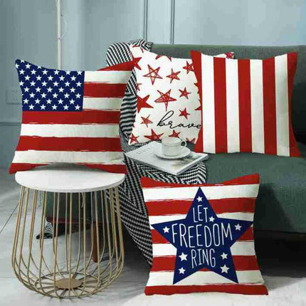 Linen Throw Pillow Covers American Independence Memorial Day Home Decor Pillowcase-A