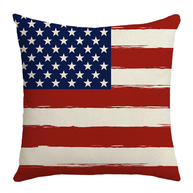 Linen Throw Pillow Covers American Independence Memorial Day Home Decor Pillowcase-A