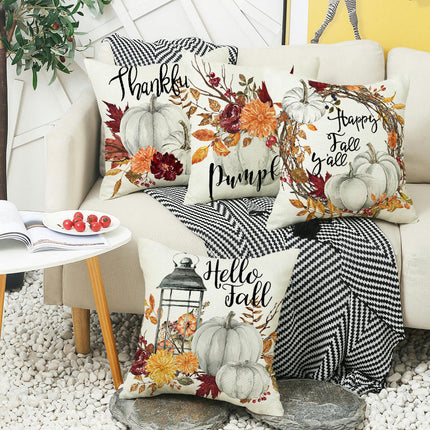 Thanksgiving Fall Throw Pillow Covers Hello Pumpkin Throw Pillows Case Cushion Covers Decor for Home-A