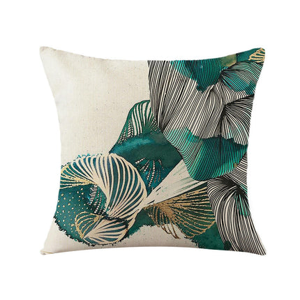 Green Plant Decorative Throw Pillow Covers Linen Cushion Covers for Sofa Couch Home Decor