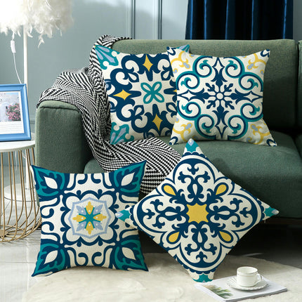 Mandala Decorative Throw Pillow Covers Linen Cushion Covers for Sofa Couch Home Decor