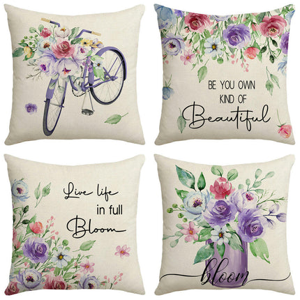 Outdoor Pillow Covers Waterproof, Decorative Throw Pillow Cover with Floral Farmhouse Cushion Cases