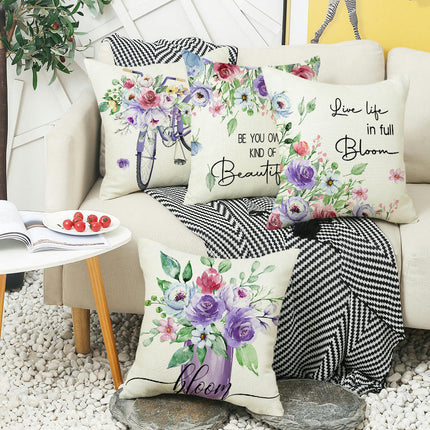 Outdoor Pillow Covers Waterproof, Decorative Throw Pillow Cover with Floral Farmhouse Cushion Cases