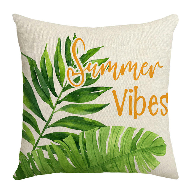 Green Plant Decorative Throw Pillow Covers Linen Cushion Covers for Sofa Couch Home Decor-A