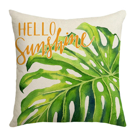 Green Plant Decorative Throw Pillow Covers Linen Cushion Covers for Sofa Couch Home Decor-A