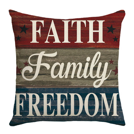 Linen Throw Pillow Covers American Independence Memorial Day Home Decor Pillowcase-B