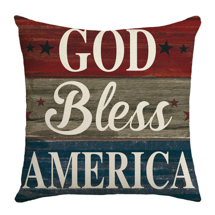 Linen Throw Pillow Covers American Independence Memorial Day Home Decor Pillowcase-B