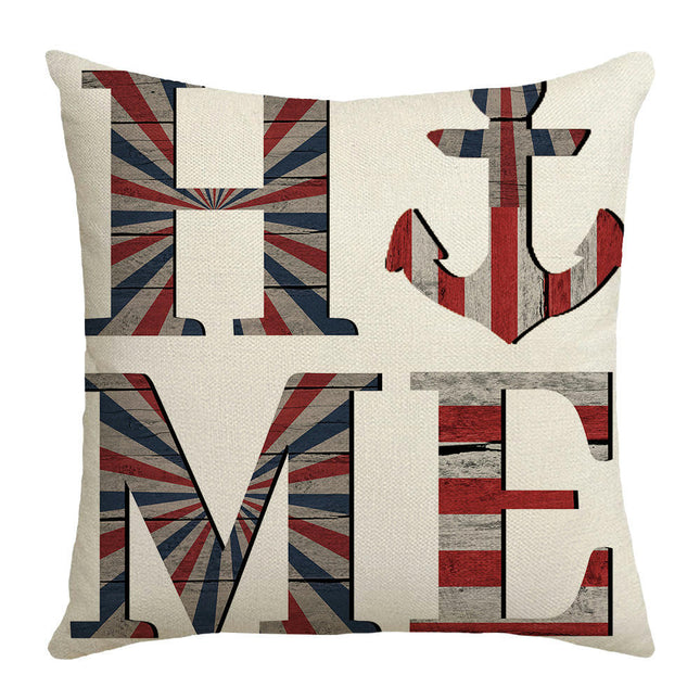 Linen Throw Pillow Covers American Independence Memorial Day Home Decor Pillowcase-B