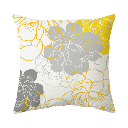 Yellow Throw Pillow Covers Geometric Flowers Pillow Case for Home Living Room Cushion Covers