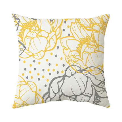 Yellow Throw Pillow Covers Geometric Flowers Pillow Case for Home Living Room Cushion Covers