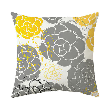 Yellow Throw Pillow Covers Geometric Flowers Pillow Case for Home Living Room Cushion Covers