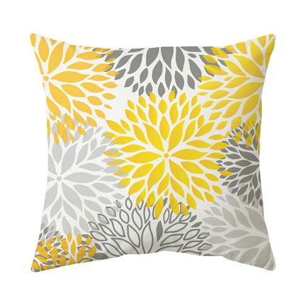 Yellow Throw Pillow Covers Geometric Flowers Pillow Case for Home Living Room Cushion Covers