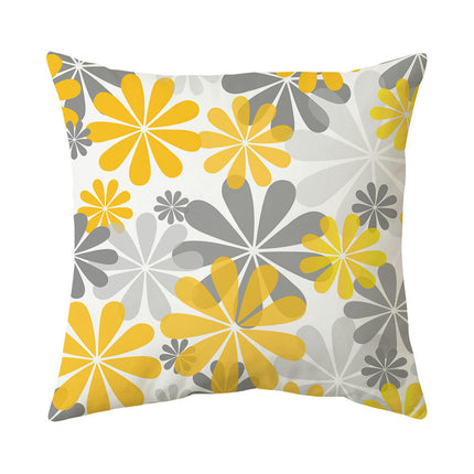 Yellow Throw Pillow Covers Geometric Flowers Pillow Case for Home Living Room Cushion Covers