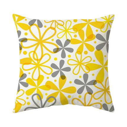 Yellow Throw Pillow Covers Geometric Flowers Pillow Case for Home Living Room Cushion Covers