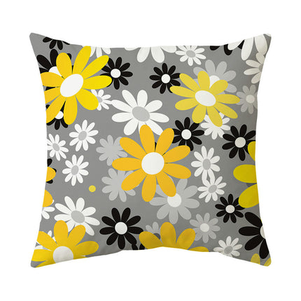 Yellow Throw Pillow Covers Geometric Flowers Pillow Case for Home Living Room Cushion Covers