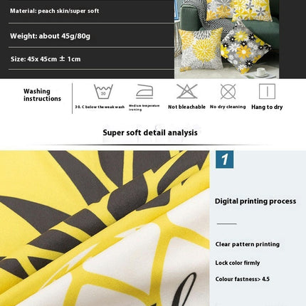 Yellow Throw Pillow Covers Geometric Flowers Pillow Case for Home Living Room Cushion Covers