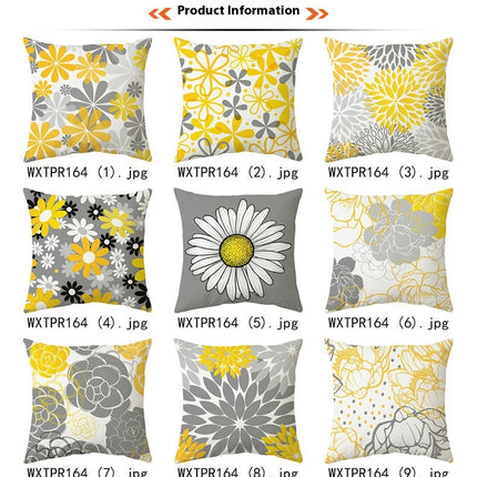 Yellow Throw Pillow Covers Geometric Flowers Pillow Case for Home Living Room Cushion Covers