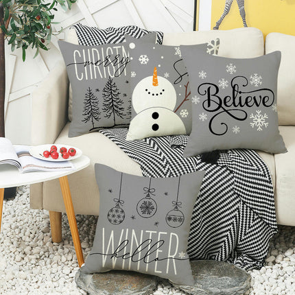 Christmas Throw Pillow Covers Snowflake Cushion Cover Christmas Tree Cushion Cover for Living Room