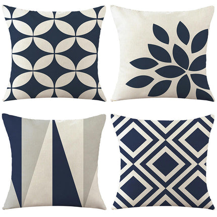 Geometric Linen Cushion Cases Decorative Modern Pattern Soft Square Throw Pillow Covers for Homes