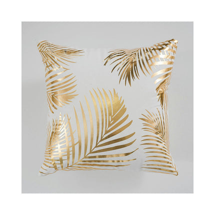 Gold Leaf Pillow Covers,Gold and White Decorative Cushion Covers for Sofa Bedroom Car