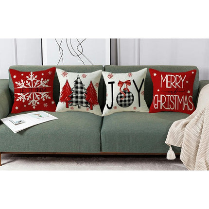 Christmas Decorations Pillow Covers Plaid Pillow Covers Linen Pillow Case for Sofa Couch Holiday Decor