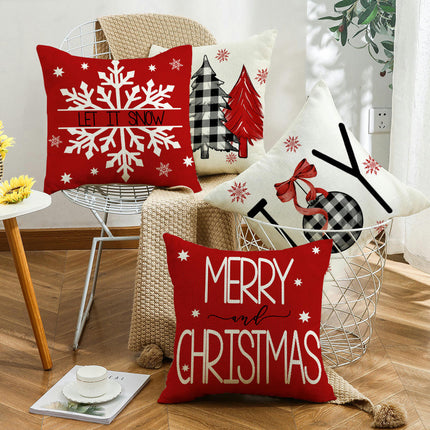 Christmas Decorations Pillow Covers Plaid Pillow Covers Linen Pillow Case for Sofa Couch Holiday Decor