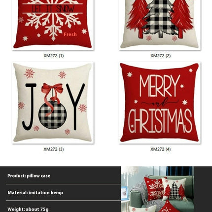 Christmas Decorations Pillow Covers Plaid Pillow Covers Linen Pillow Case for Sofa Couch Holiday Decor