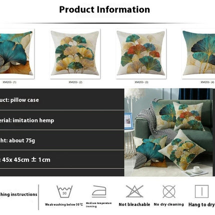 Throw Pillow Cover Green Plant Leaves Pillow Cushion Covers Square Cushion Case for Sofa Living Room Decor