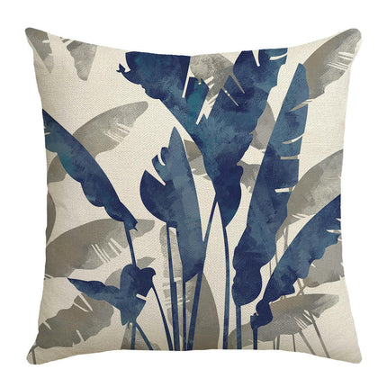 Blue leaves Pillow Covers Outdoor Throw Pillows Cushion Linen Square Cushion Covers for Sofa Home Decor