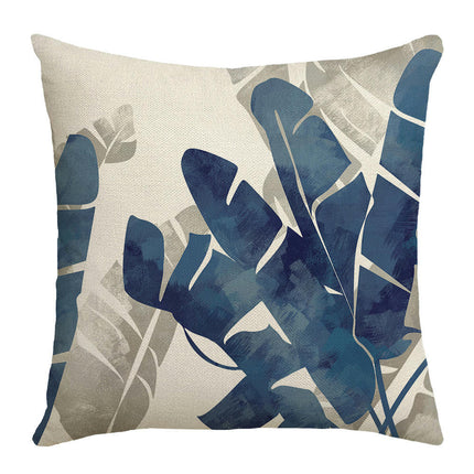 Blue leaves Pillow Covers Outdoor Throw Pillows Cushion Linen Square Cushion Covers for Sofa Home Decor