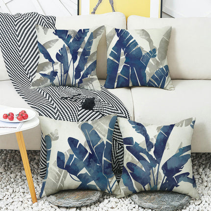 Blue leaves Pillow Covers Outdoor Throw Pillows Cushion Linen Square Cushion Covers for Sofa Home Decor