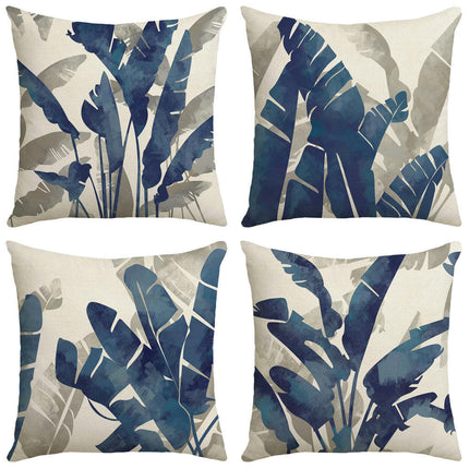 Blue leaves Pillow Covers Outdoor Throw Pillows Cushion Linen Square Cushion Covers for Sofa Home Decor