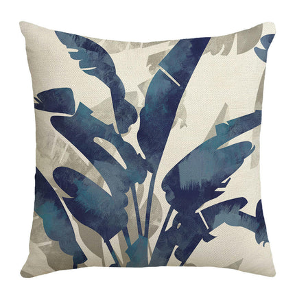 Blue leaves Pillow Covers Outdoor Throw Pillows Cushion Linen Square Cushion Covers for Sofa Home Decor