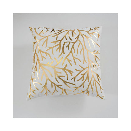 Throw Pillow Covers Gold Leaf Pillow Covers,Gold and White Decorative Cushion Covers for Sofa