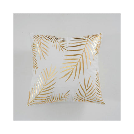 Throw Pillow Covers Gold Leaf Pillow Covers,Gold and White Decorative Cushion Covers for Sofa