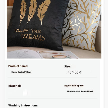 Throw Pillow Covers Gold Leaf Pillow Covers,Gold and White Decorative Cushion Covers for Sofa