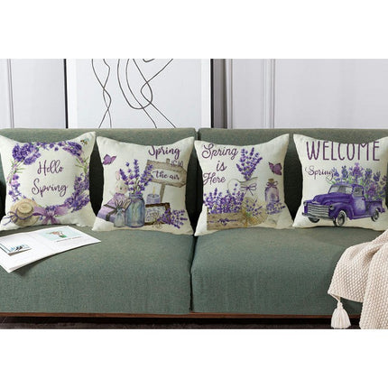 Purple Flower Throw Pillow Covers Cushion Covers Square Pillow Cases for Sofa Home Decorations