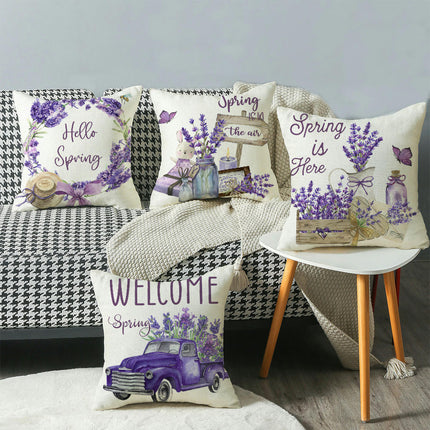 Purple Flower Throw Pillow Covers Cushion Covers Square Pillow Cases for Sofa Home Decorations