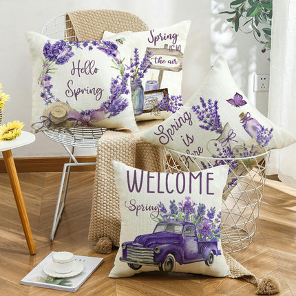 Purple Flower Throw Pillow Covers Cushion Covers Square Pillow Cases for Sofa Home Decorations