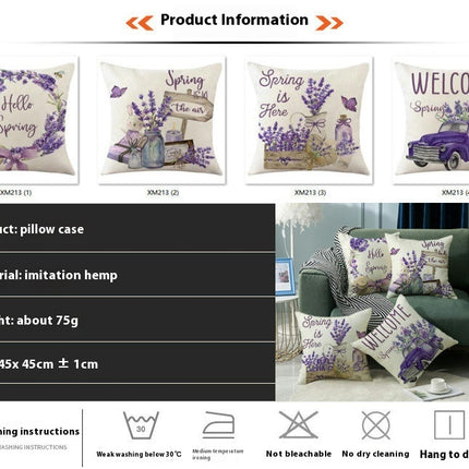 Purple Flower Throw Pillow Covers Cushion Covers Square Pillow Cases for Sofa Home Decorations