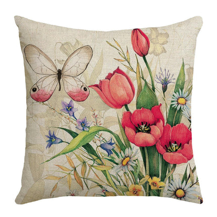 Spring Floral Throw Pillow Covers Butterfly Pillow Cases Farmhouse Decorative Cushion Covers for Sofa Couch