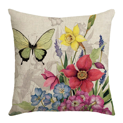 Spring Floral Throw Pillow Covers Butterfly Pillow Cases Farmhouse Decorative Cushion Covers for Sofa Couch