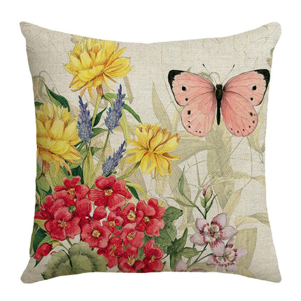 Spring Floral Throw Pillow Covers Butterfly Pillow Cases Farmhouse Decorative Cushion Covers for Sofa Couch